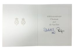 H.M. Queen Elizabeth II and HRH the Duke of Edinburgh - 1987 Christmas card with printed photographi