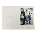 HM Queen Elizabeth II and HRH The Duke of Edinburgh - signed 1956 Christmas card with gilt embossed