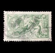 Great Britain King George V one pound green seahorse stamp