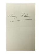 Amy Johnson (1903-1941) English Pioneer Aviatrix - signature on small oblong piece of paper folded i