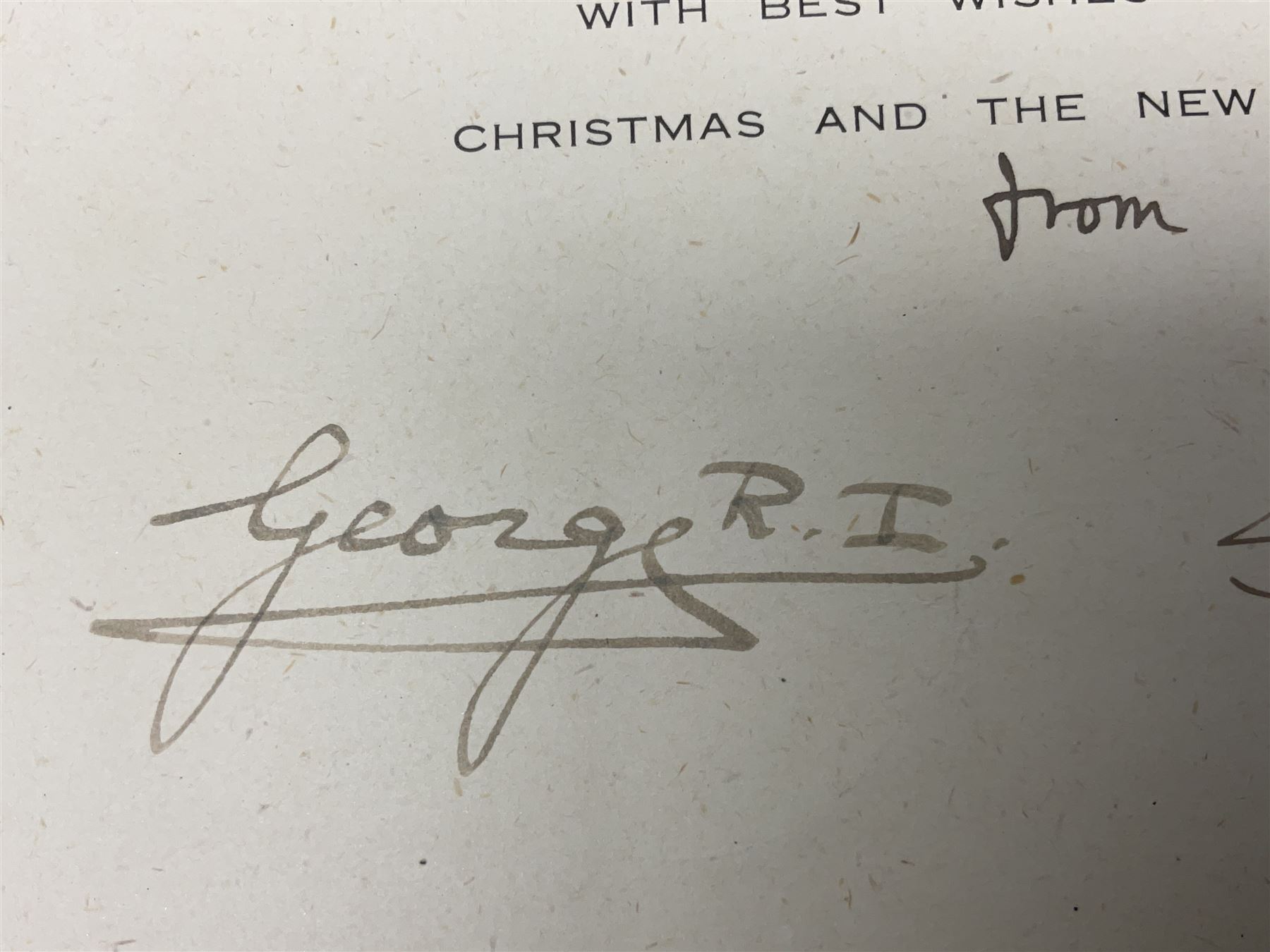 King George VI and Queen Elizabeth - signed 1945 Christmas card with gilt embossed crown to cover - Image 2 of 8