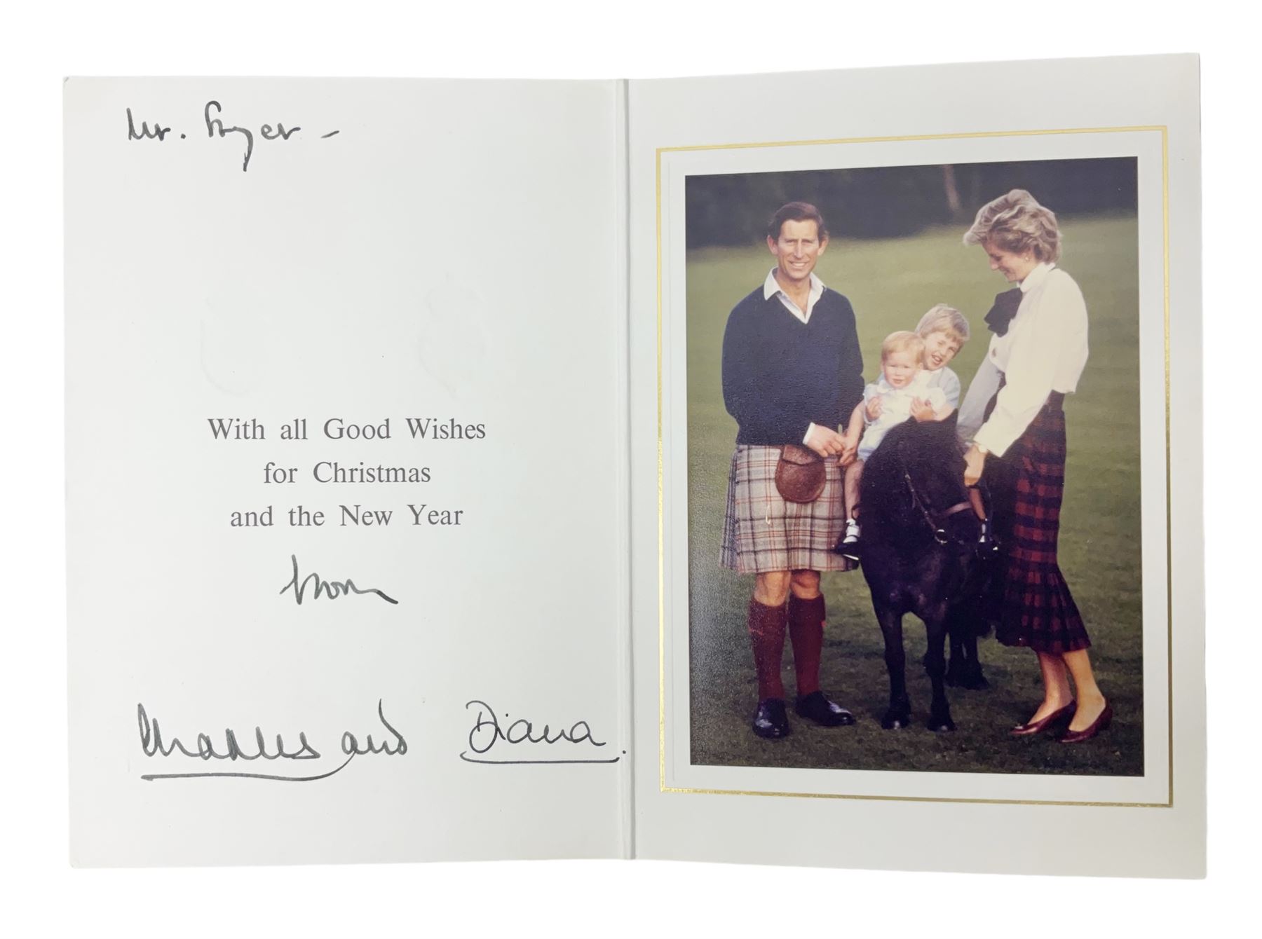 The Prince and Princess of Wales (Charles and Diana) - signed Christmas card