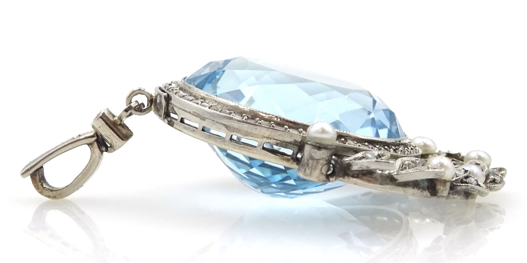 Early 20th century silver and platinum aquamarine - Image 4 of 7