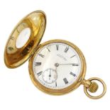 Early 20th century gold-plated half hunter lever pocket watch by American Watch Company