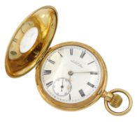 Early 20th century gold-plated half hunter lever pocket watch by American Watch Company