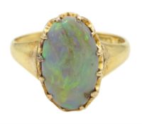 18ct gold single stone opal ring