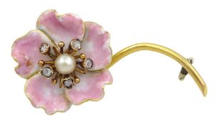 Edwardian 18ct gold pink porcelain