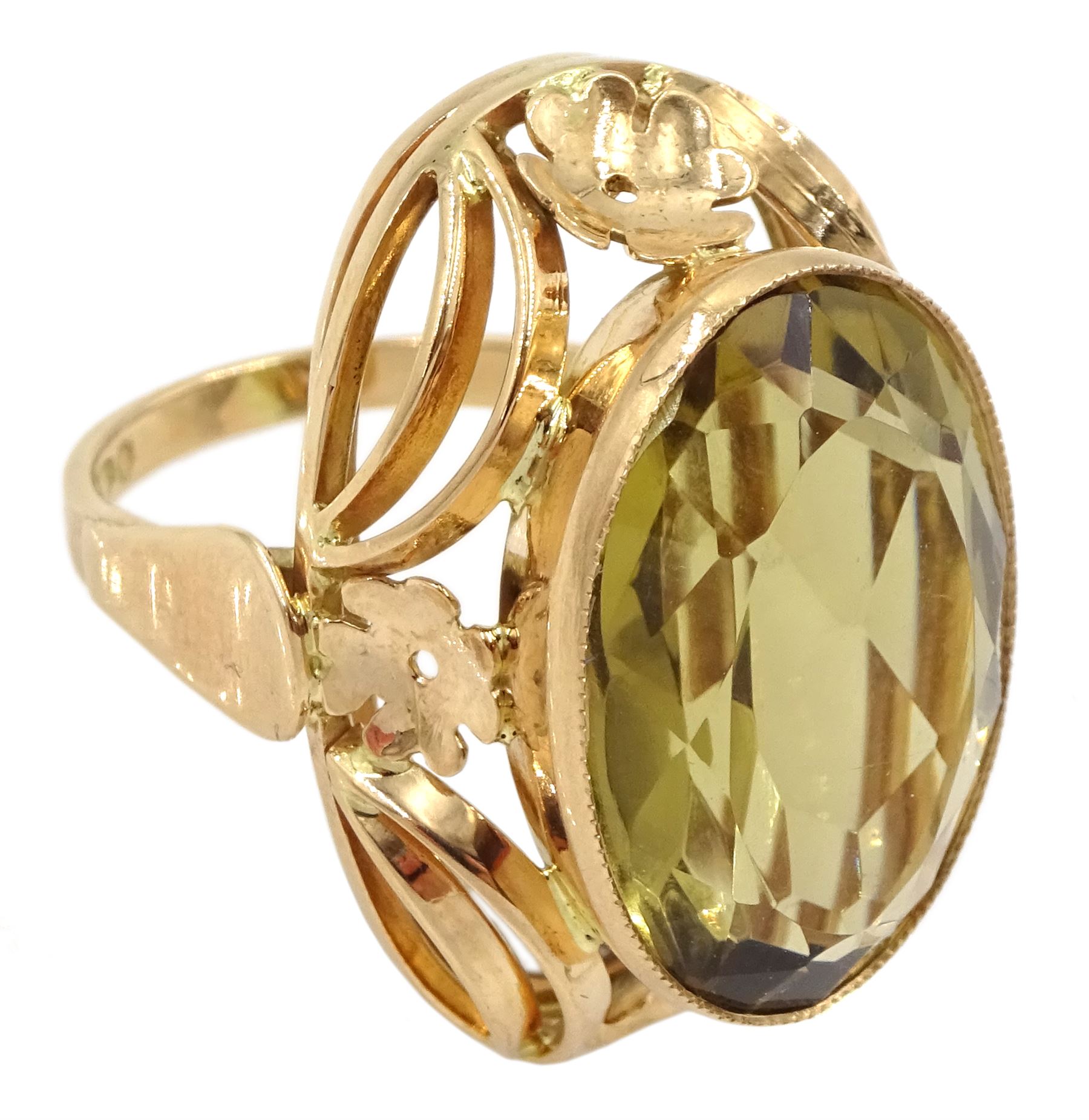 14ct rose gold large single stone oval citrine ring - Image 3 of 4