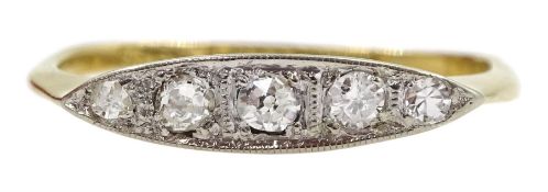 Early 20th century milgrain set five stone diamond