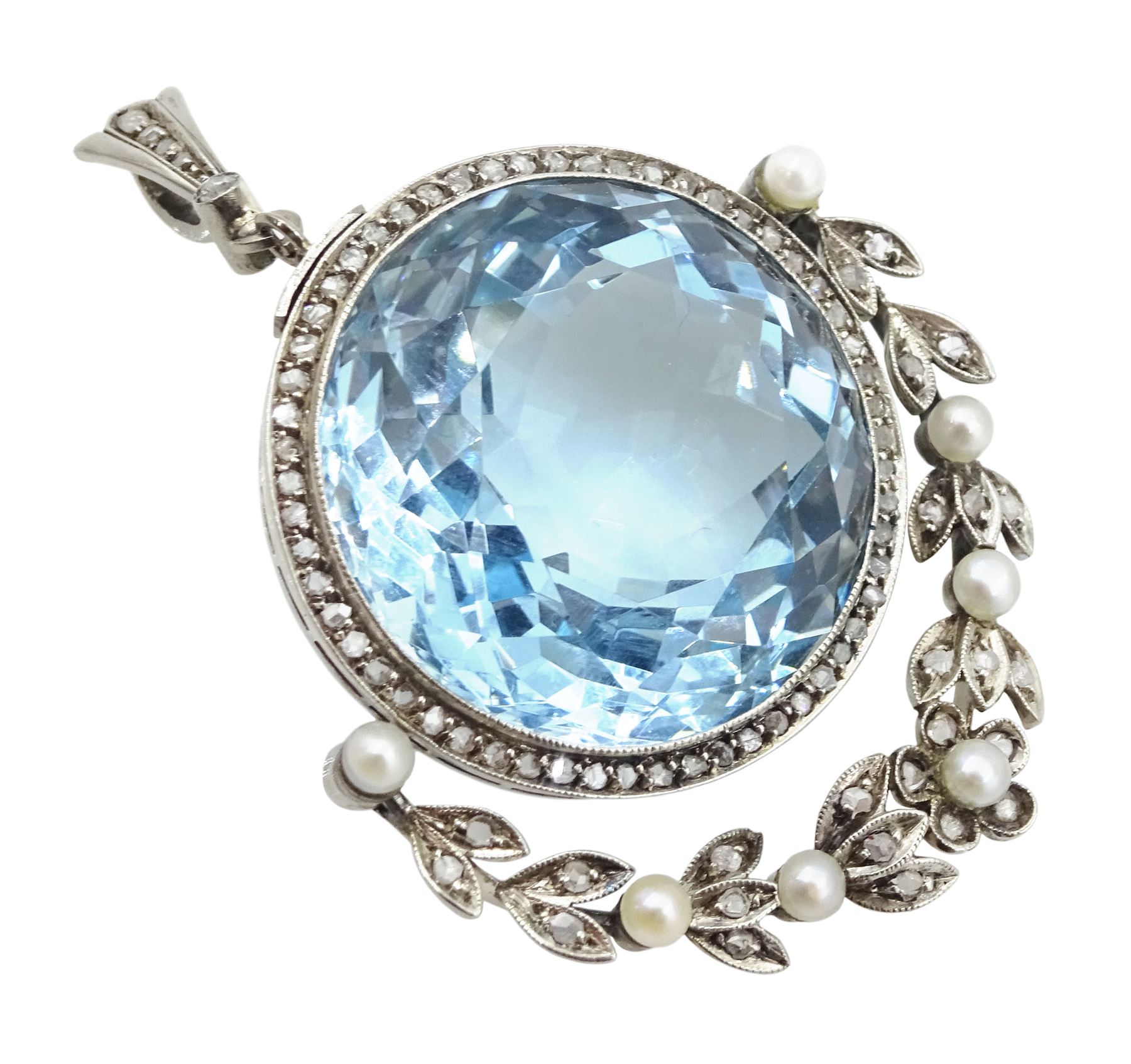 Early 20th century silver and platinum aquamarine - Image 5 of 7