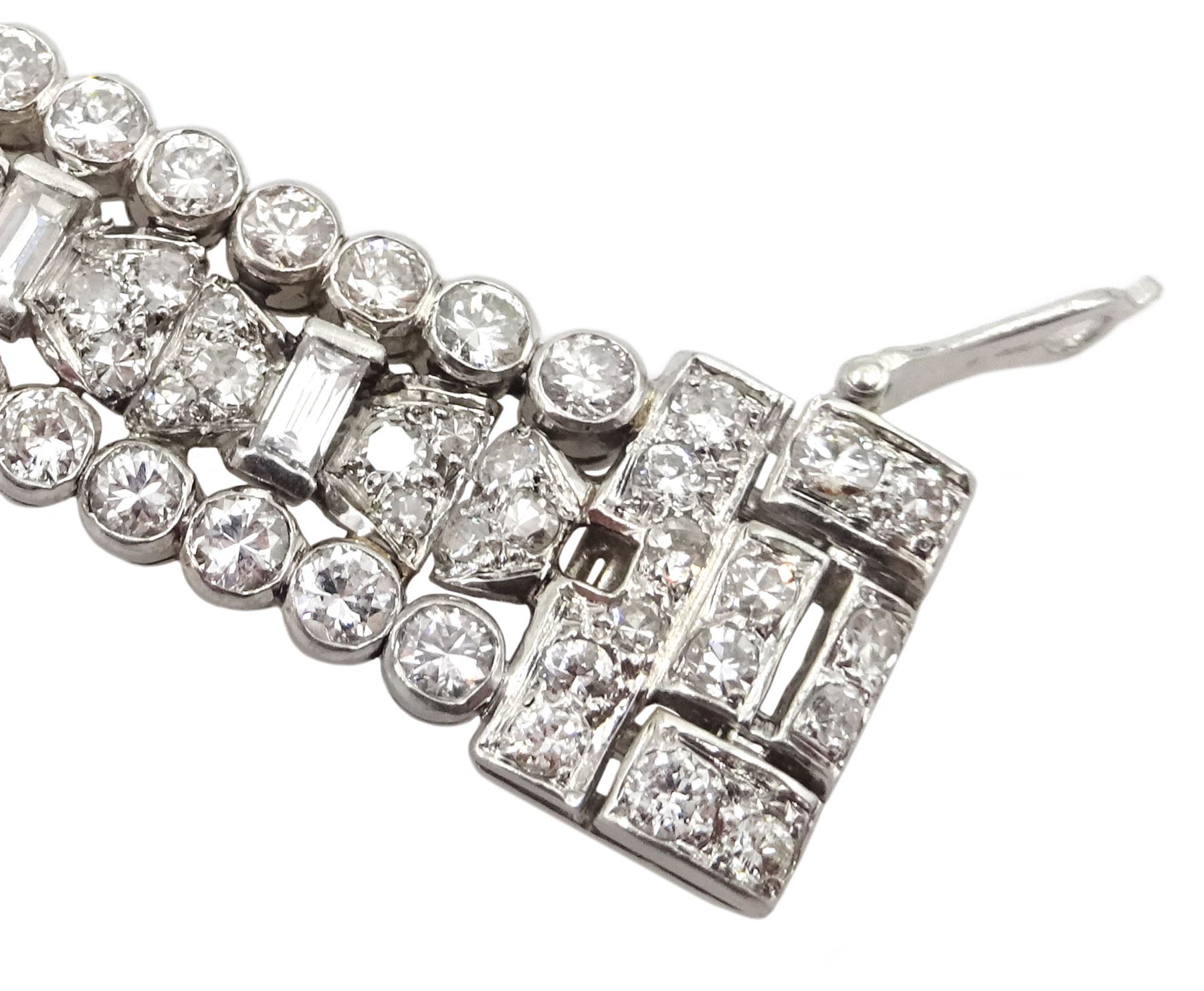 Art Deco platinum diamond and ruby bracelet - Image 9 of 12