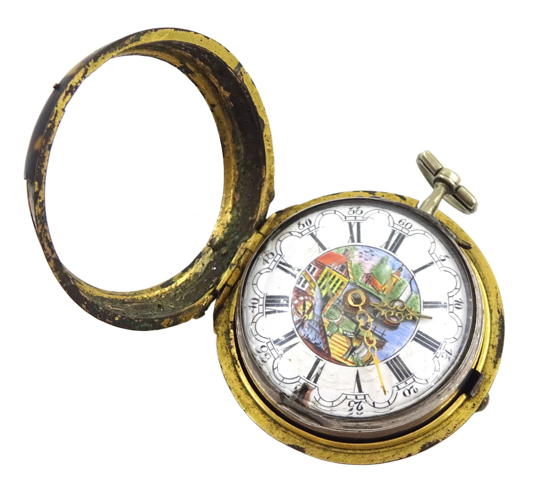 George III silver pair cased verge fusee pocket watch by Stoakes - Image 3 of 7