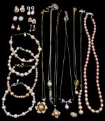 Silver and silver-gilt pearl and stone set jewellery including earrings