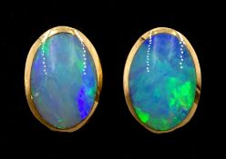 Pair of 9ct gold oval opal stud earrings