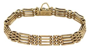 Early 20th century 9ct rose gold four bar link bracelet by Gourdel Vales & Co