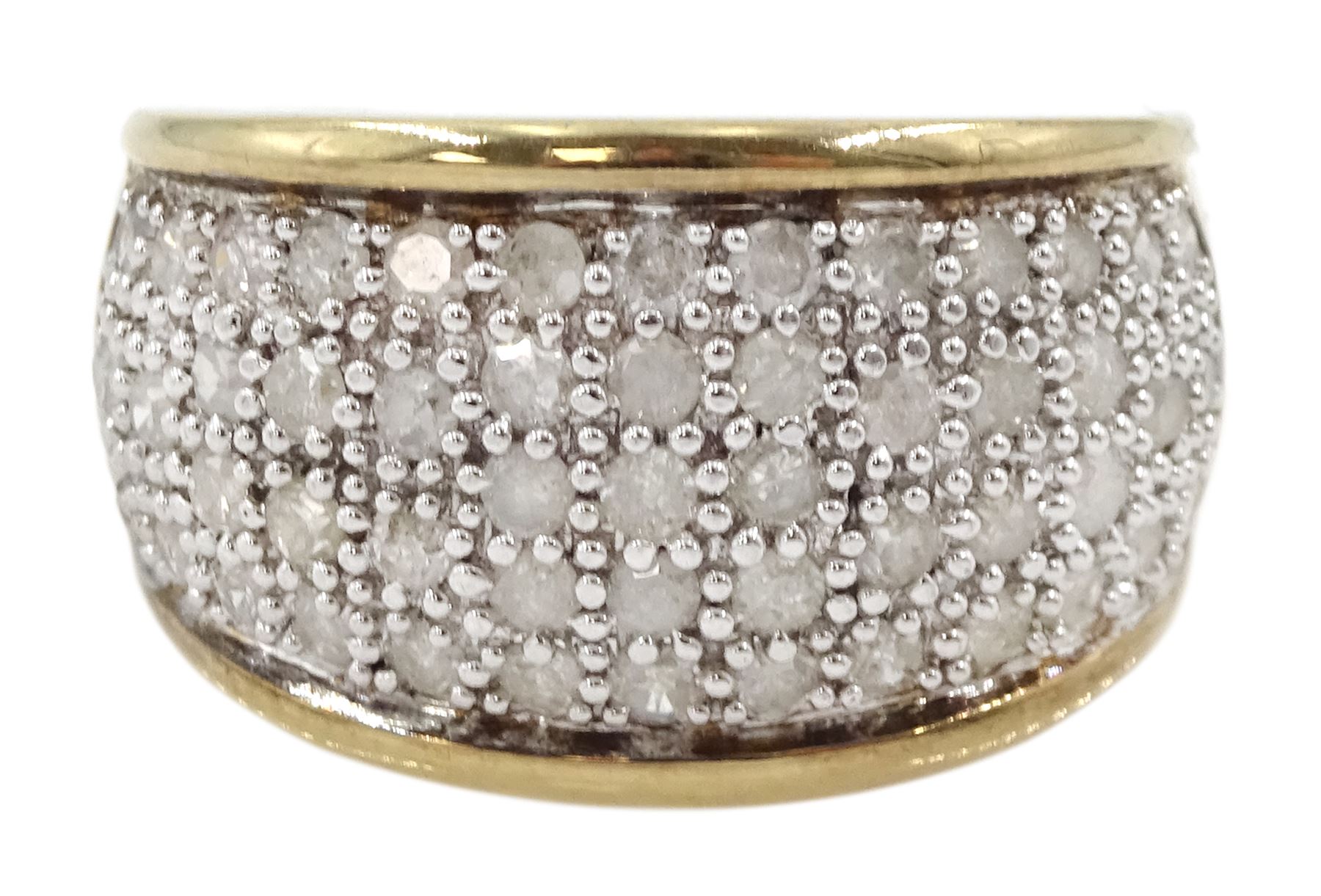 9ct gold pave set diamond ring