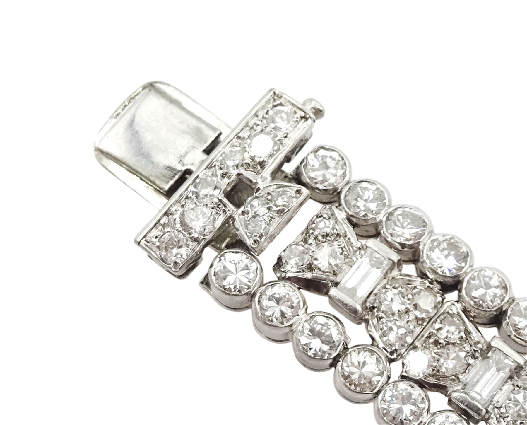 Art Deco platinum diamond and ruby bracelet - Image 8 of 12
