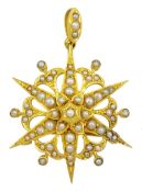 Edwardian split pearl star pendant/brooch