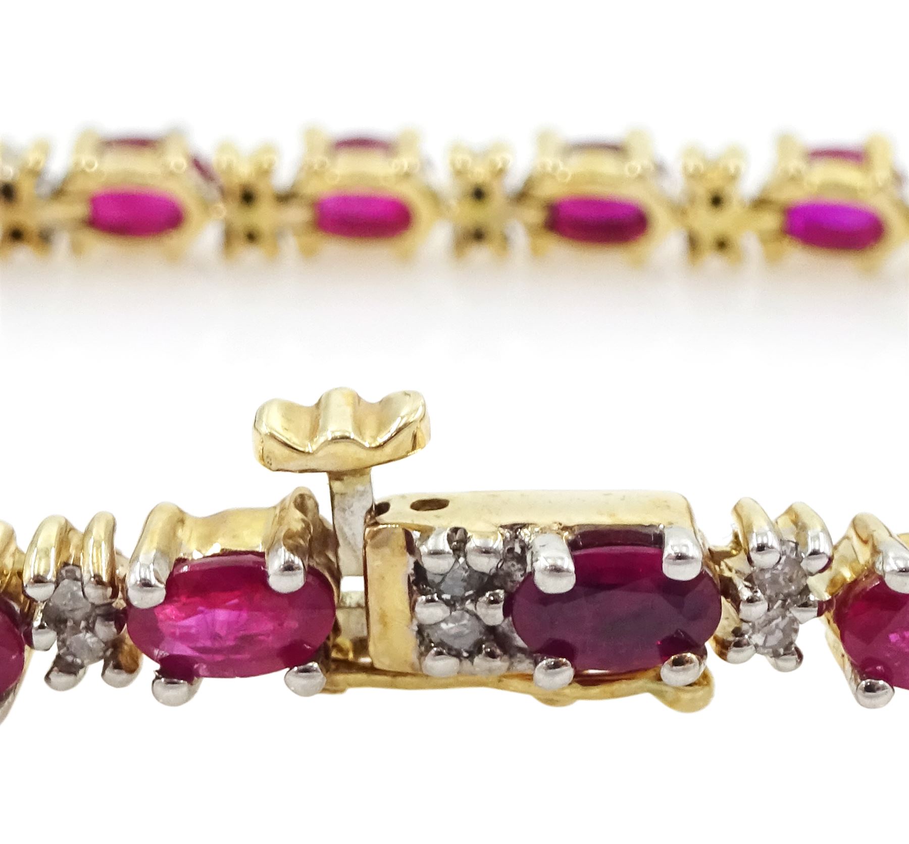 9ct gold oval ruby and diamond bracelet - Image 2 of 2