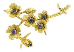 18ct gold six stone sapphire flower brooch