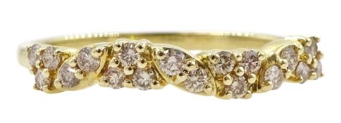 9ct gold diamond leaf design ring
