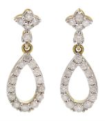 9ct gold openwork diamond pendant stud earrings