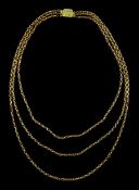 Early 20th century 10ct rose gold three row link necklace