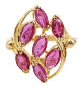 14ct gold marquise cut pink sapphire dress ring