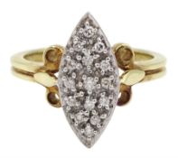 9ct gold diamond set marquise shaped ring
