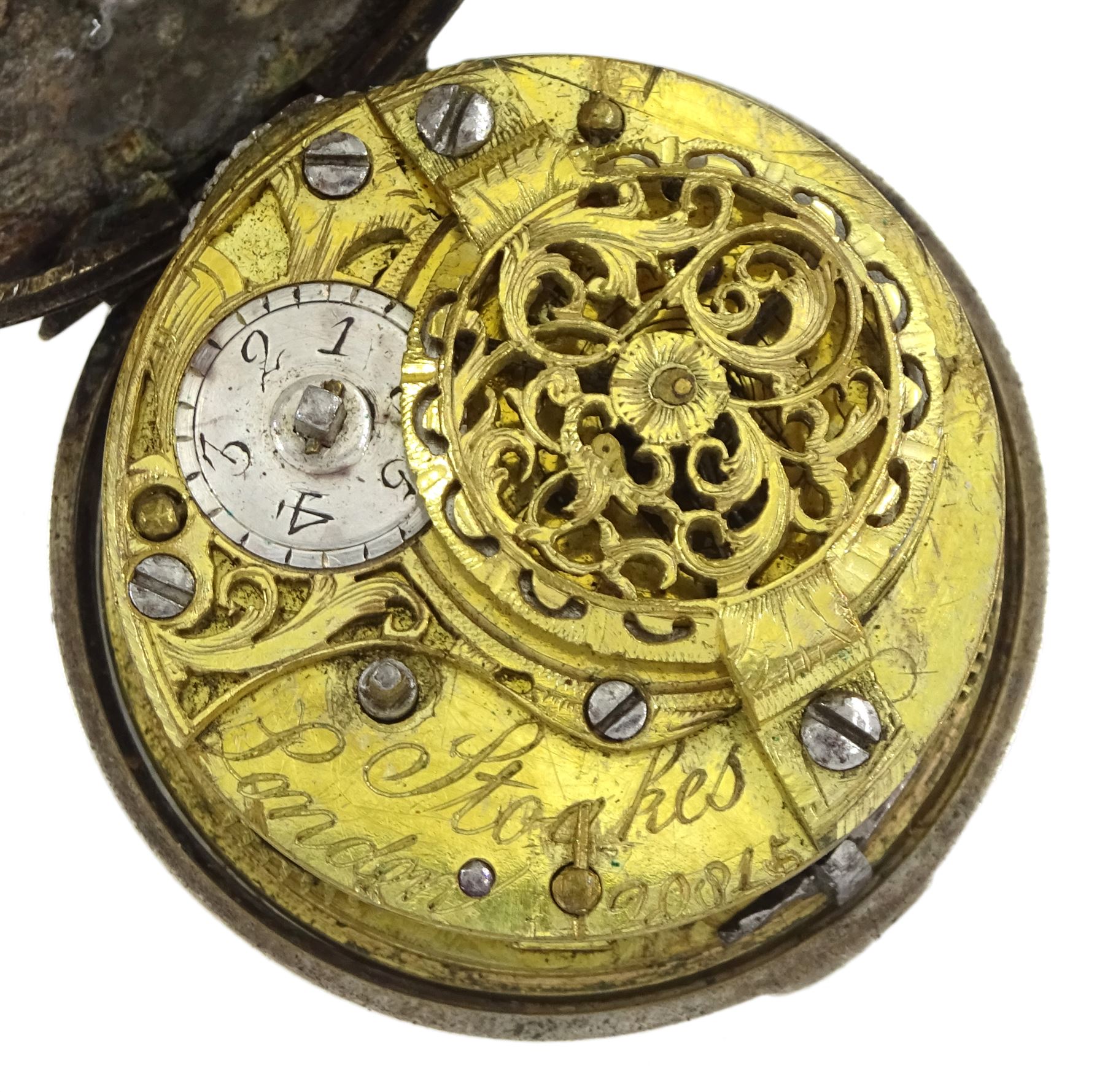 George III silver pair cased verge fusee pocket watch by Stoakes - Image 5 of 7