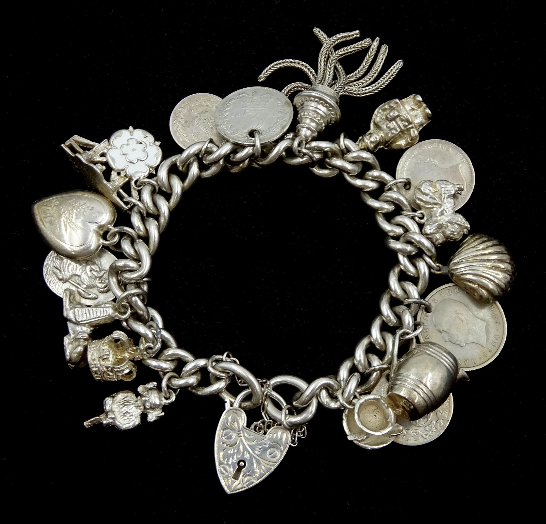 Silver charm bracelet including