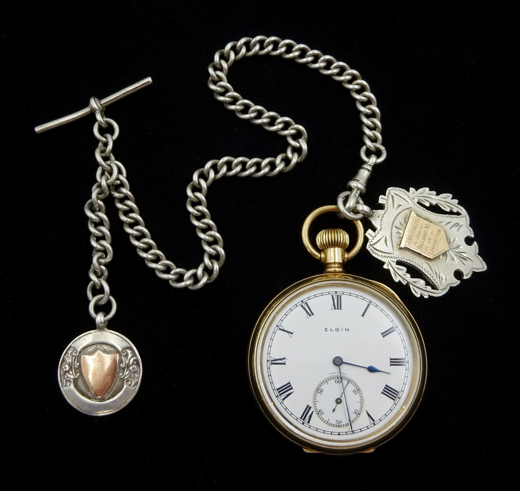 Early 20th century gold-plated keyless lever pocket watch by Elgin
