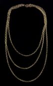 Victorian 8ct gold three strand cable link necklace