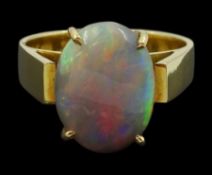 18ct gold single stone oval opal ring