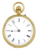 Victorian 18ct gold open face keyless lever pocket watch by L.N. Hobday & Co