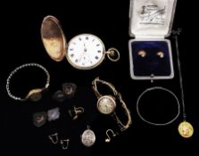 9ct gold watches including Early 20th century full hunter lever pocket watch