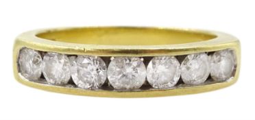 18ct gold channel set seven stone round brilliant cut diamond half eternity ring