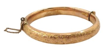 Edwardian 9ct rose gold hinged bangle