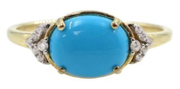 9ct gold oval turquoise and white zircon ring
