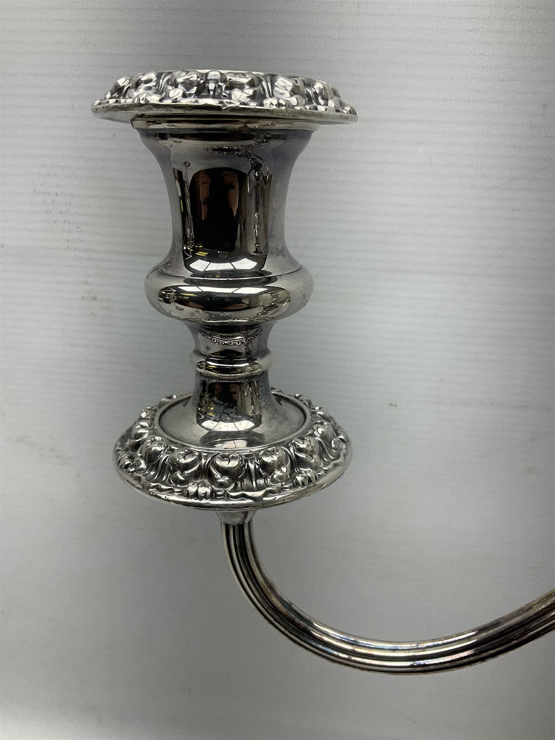 Pair of silver-plated twin branch candelabras - Image 14 of 18