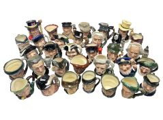Large collection of Royal Doulton miniature character jugs