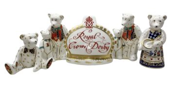 Four Royal Crown Derby teddy paperweights