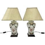 Pair of table lamps of square baluster form