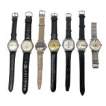 Two automatic wristwatches including Mido Multifort and Eterna and five manual wind wristwatches inc