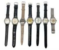 Two automatic wristwatches including Mido Multifort and Eterna and five manual wind wristwatches inc