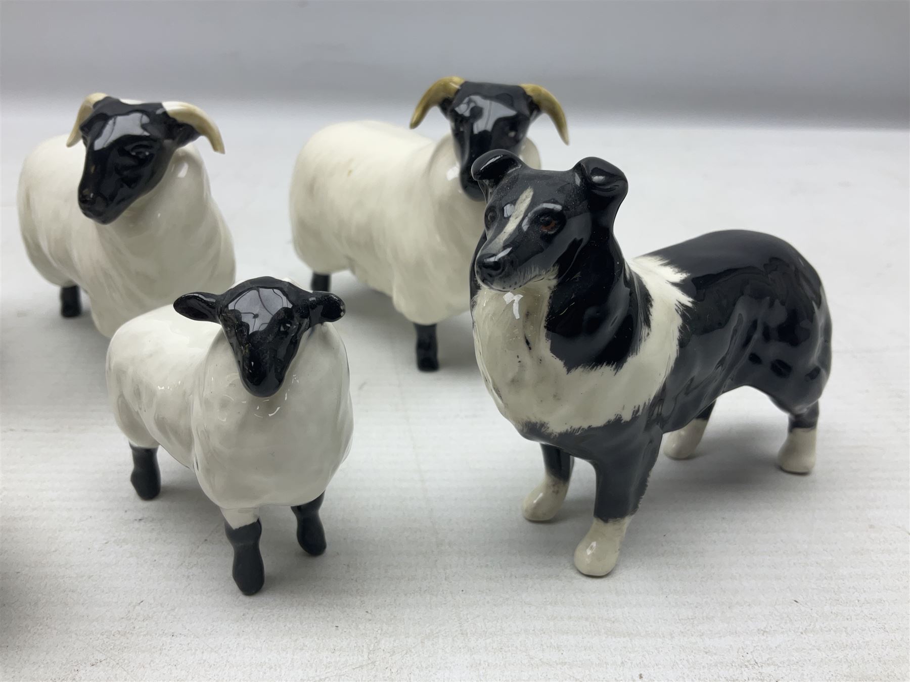 Seven Beswick figures of sheep comprising three ewes and four lambs - Image 2 of 10