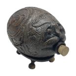 19th century bug bear flask carved with Balkan figures