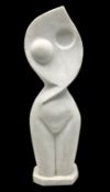 Contemporary carved abstract marble statue of a nude female figure
