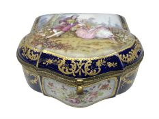 Sevres style late 19th/early 20th century trinket box decorated in the rococo style