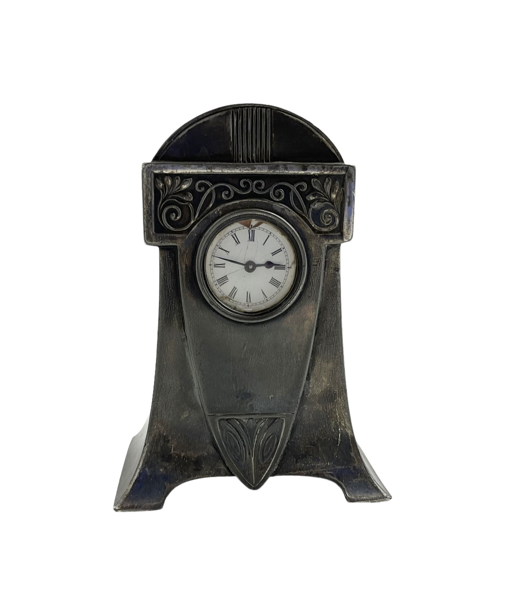 Metallwarenfaberic Straub & Schweizer - WMF silver plated timepiece clock c1910 in the aesthetic mov